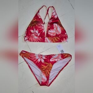 Hurley Red Floral Halter Bikini Set